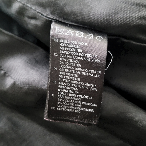 H&M Black Wool Blend Trench Coat Fall Going Out Party Preppy Spring Winter Work - Picture 6 of 7